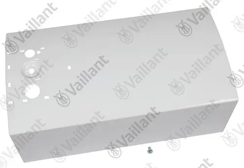 Vaillant Abdeckung in Weiß mit zwei Bohrungen und einer Verschraubung, für die Installation oder Abdeckung von Heizgeräten.